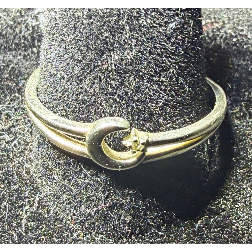 Sterling Silver Crescent Moon and Star Ring S925 Celestial Split Band Size 9.5
